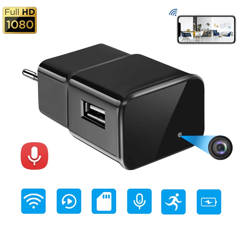 Carregar imagem no visualizador da galeria, Carregador de Celular com Câmera Wifi Full HD, com sensor de movimento, gravação discreta e suporte para cartão de memória