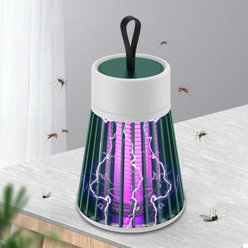 Luminária Anti Mosquito Ultravioleta, segura para pets e crianças, com bateria de 2000 mAh e carregamento via USB.