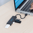 Carregar imagem no visualizador da galeria, Hub Adaptador 4 Portas USB 3.0, com entrada extra tipo C, ideal para notebooks e computadores, permite conexão simultânea de múltiplos dispositivos
