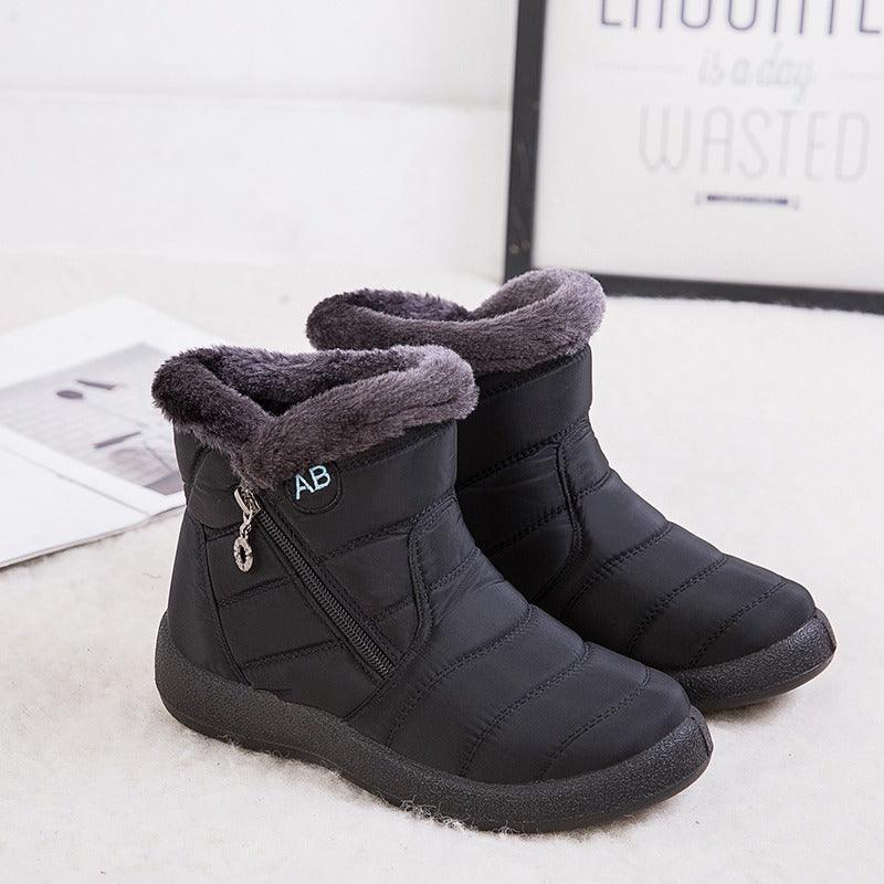 Bota Feminina de Inverno com camada dupla, impermeável e design moderno, ideal para dias frios e chuvosos