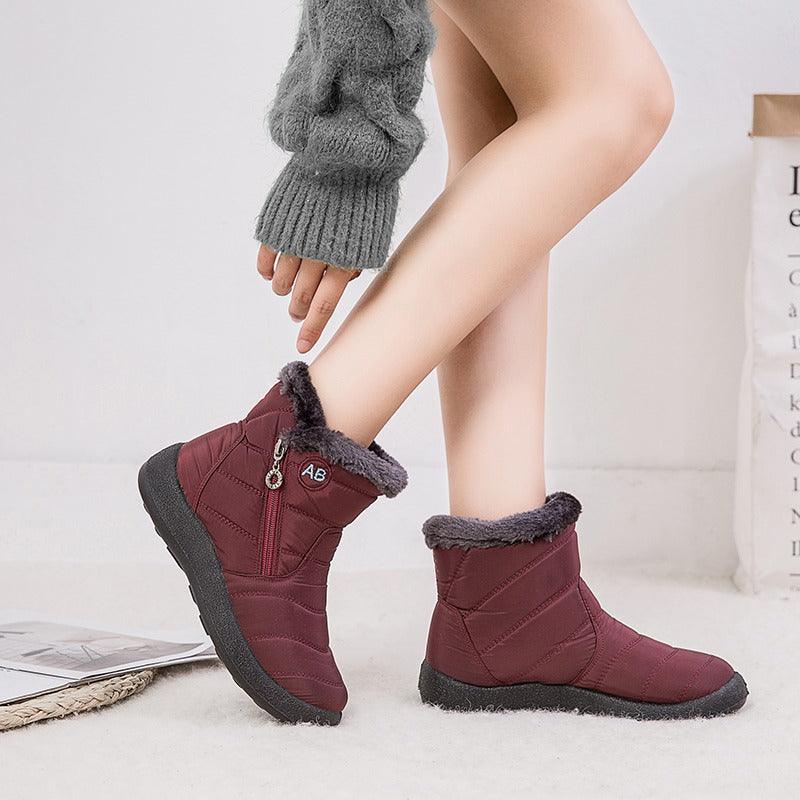 Bota Feminina de Inverno com camada dupla, impermeável e design moderno, ideal para dias frios e chuvosos