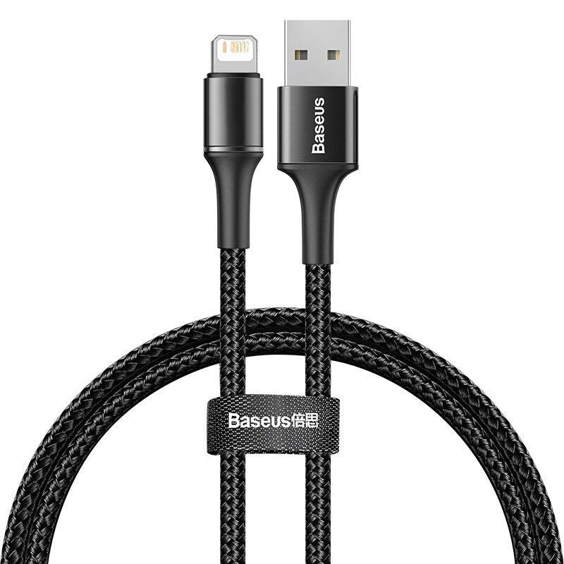 Carregar imagem no visualizador da galeria, Cabo USB para Smartphone Baseus (iPhone), com nylon resistente, carregamento rápido 2.4A e pontas em alumínio fundido