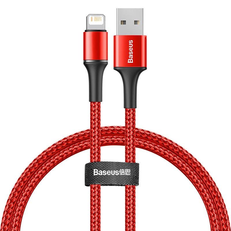 Cabo USB para Smartphone Baseus (iPhone), com nylon resistente, carregamento rápido 2.4A e pontas em alumínio fundido