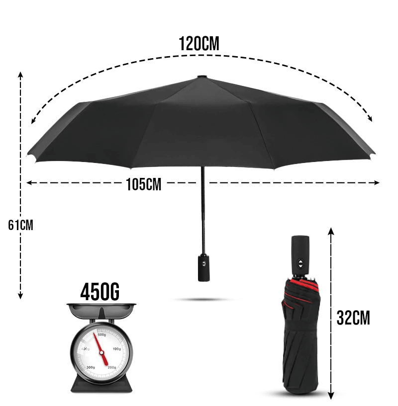 Guarda-Chuva Automático Premium com proteção UV, resistente ao vento e feito em material de alta qualidade, com abertura automática