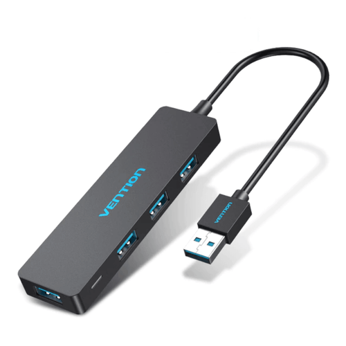 Hub Adaptador 4 Portas USB 3.0, com entrada extra tipo C, ideal para notebooks e computadores, permite conexão simultânea de múltiplos dispositivos