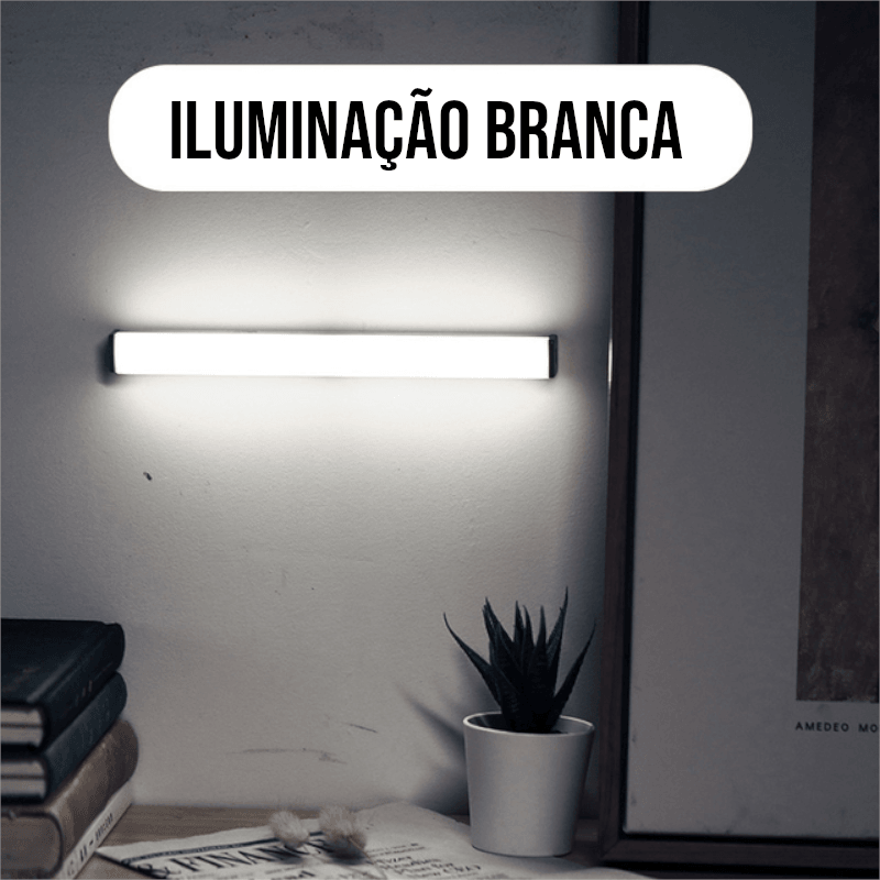 Iluminação em LED com sensor de movimento, recarregável via USB, fácil instalação e dois modos de luminosidade