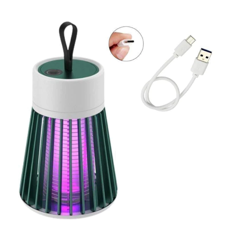 Luminária Anti Mosquito Ultravioleta, segura para pets e crianças, com bateria de 2000 mAh e carregamento via USB.