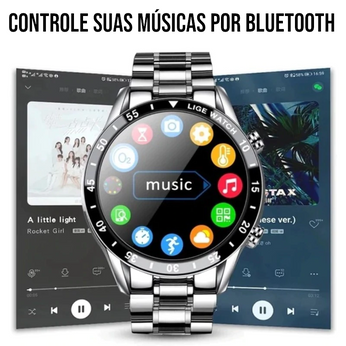 Smartwatch de Luxo - Modern Iron com pulseira de aço inoxidável, resistente à água, chamadas Bluetooth e controle de música