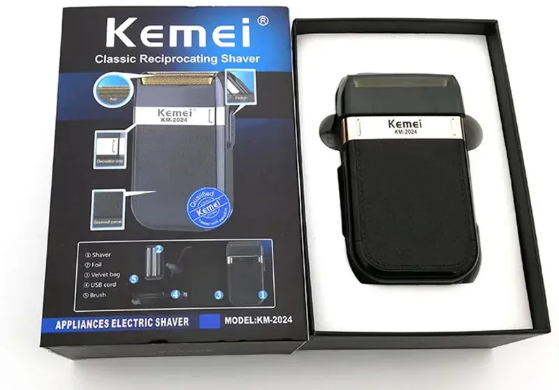 Barbeador Elétrico Recarregável Kemei Masculino
