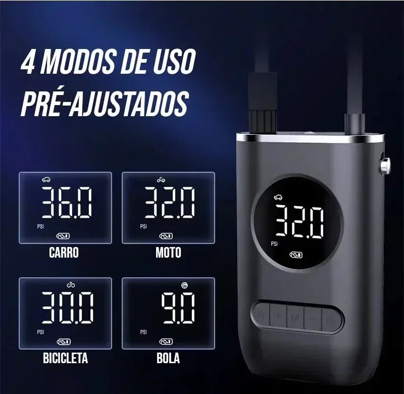Calibrador de Pneus Digital Elétrico Portátil