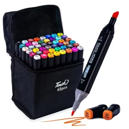 Caneta Marcadora com Ponta Dupla e Cores Vibrantes