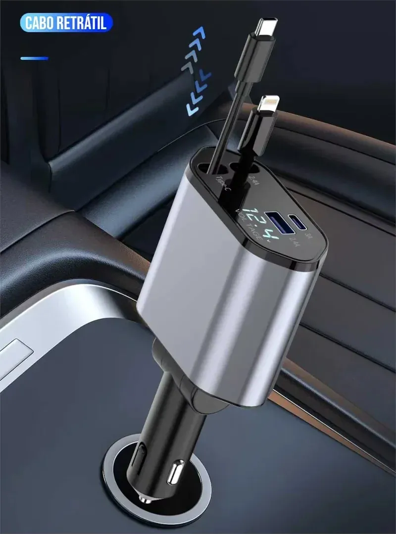 Carregador Veicular 4 em 1 Turbo Universal para Carro