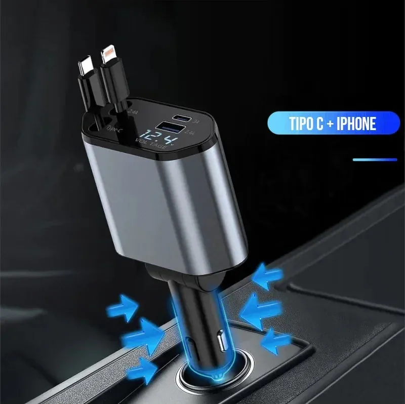 Carregador Veicular 4 em 1 Turbo Universal para Carro