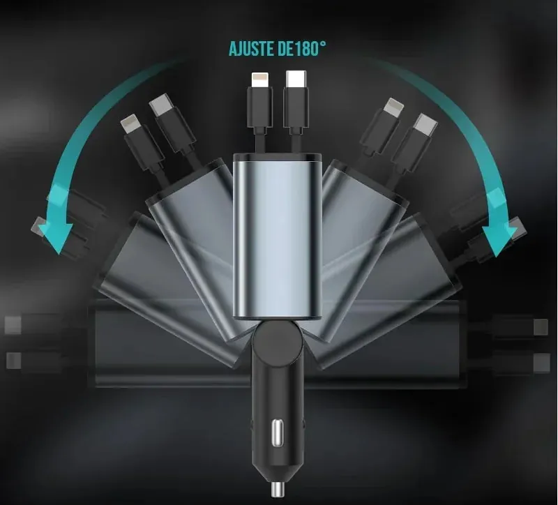 Carregador Veicular 4 em 1 Turbo Universal para Carro