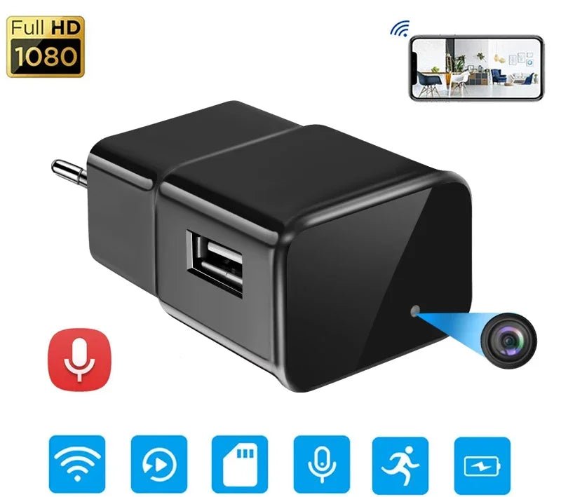 Carregador de Celular com Câmera Wifi Full HD