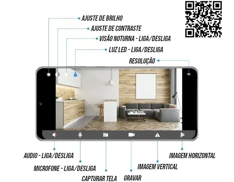 Carregador de Celular com Câmera Wifi Full HD