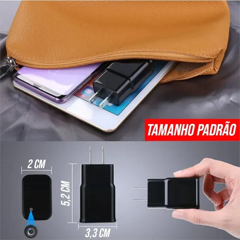 Carregador de Celular com Câmera Wifi Full HD