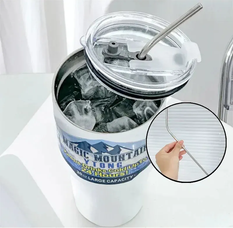Copo Térmico Inox 900ml com Tampa e Canudo