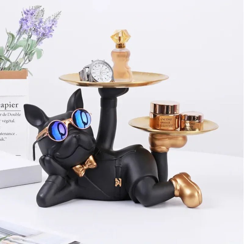 Estátua Decorativa Bulldog Francês com Porta Objetos