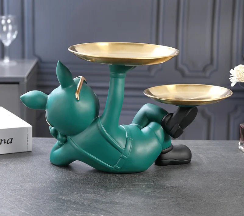 Estátua Decorativa Bulldog Francês com Porta Objetos