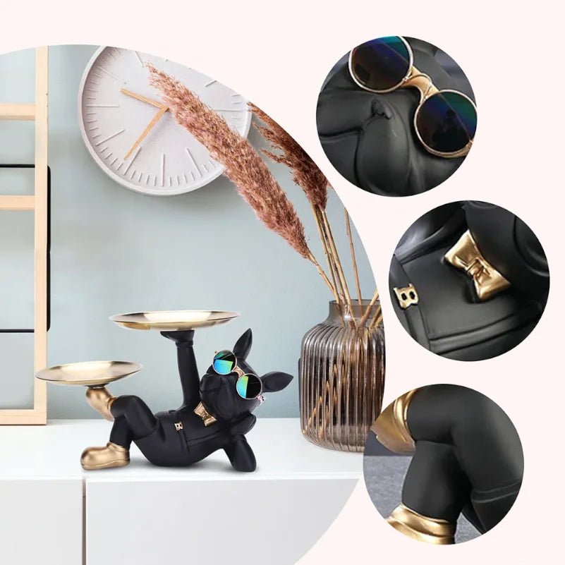 Estátua Decorativa Bulldog Francês com Porta Objetos