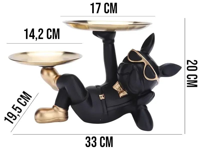 Estátua Decorativa Bulldog Francês com Porta Objetos