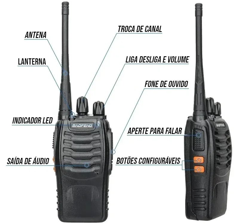 Kit Rádio Comunicador Profissional Baofeng com 2 Unidades
