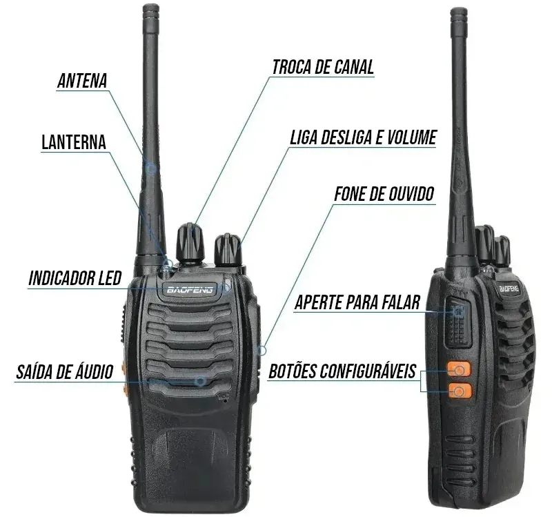 Kit Rádio Comunicador Profissional Baofeng com 2 Unidades