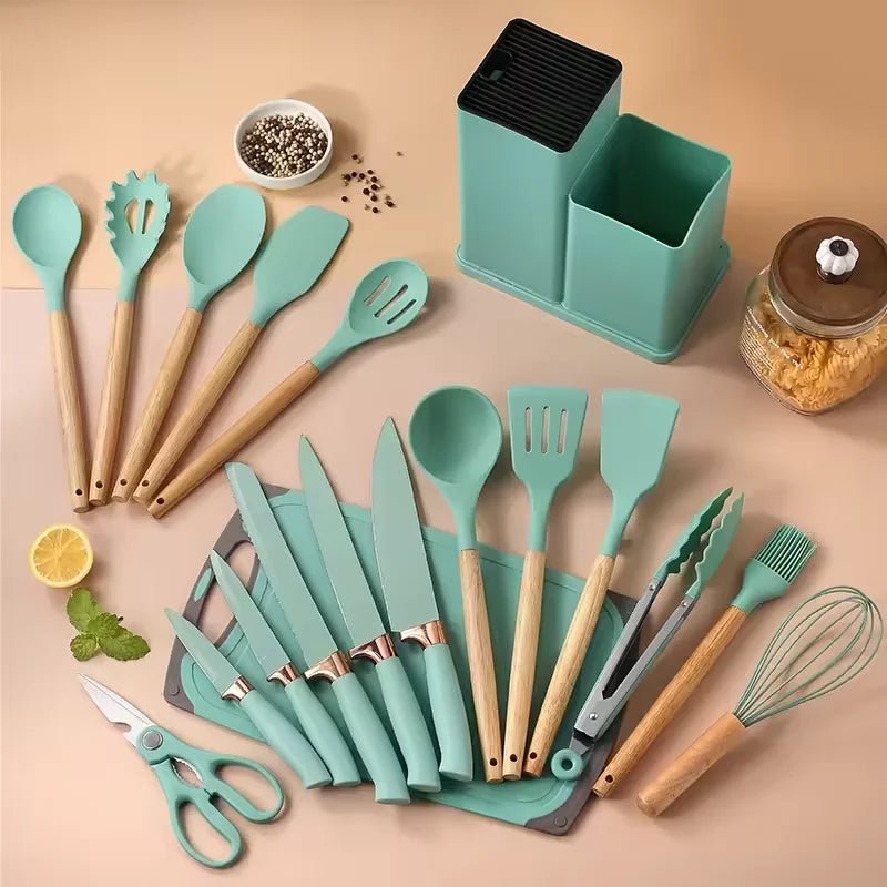 Kit Utensílios para Cozinha em Silicone com 19 Peças Completo