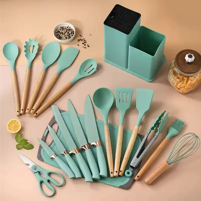 Kit Utensílios para Cozinha em Silicone com 19 Peças Completo