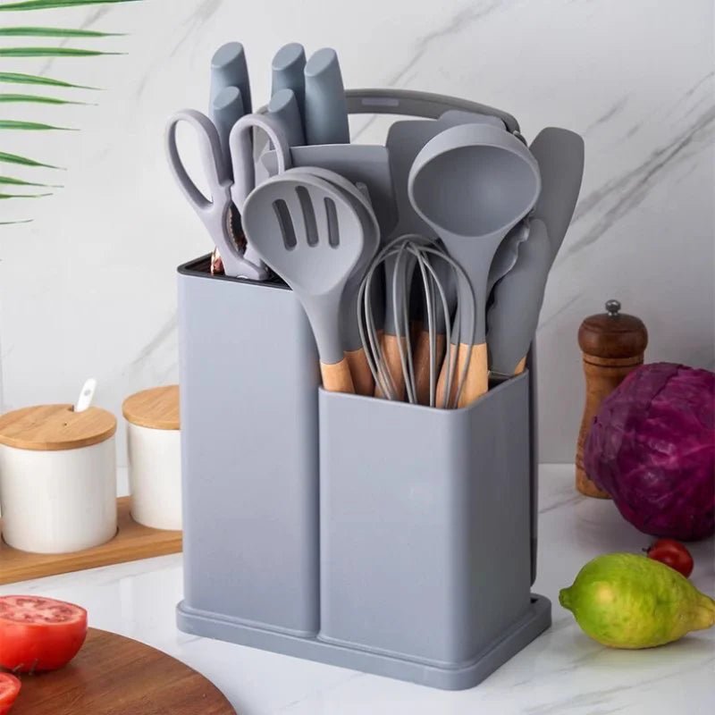 Kit Utensílios para Cozinha em Silicone com 19 Peças Completo