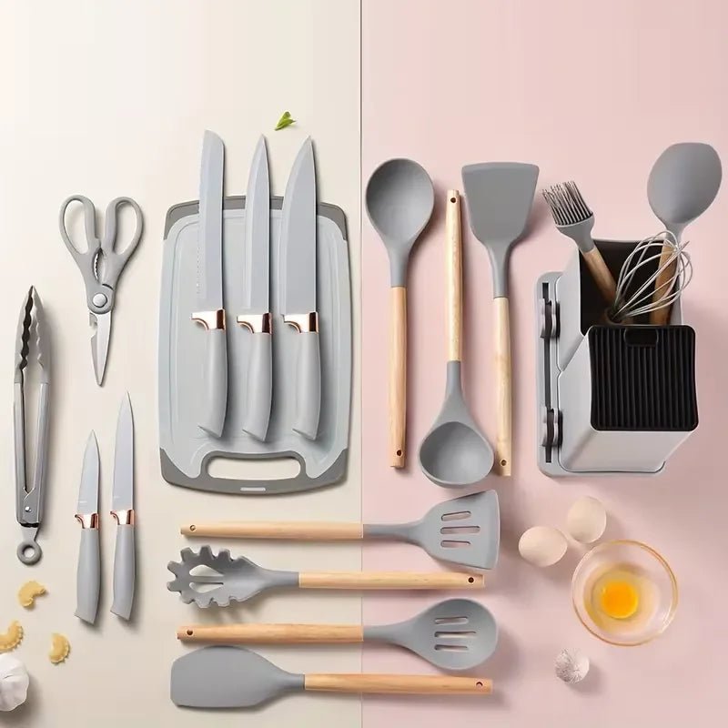 Kit Utensílios para Cozinha em Silicone com 19 Peças Completo