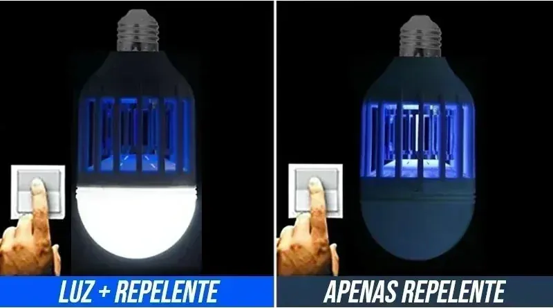 Lâmpada UV LED 2 em 1 com Repelente de Mosquitos