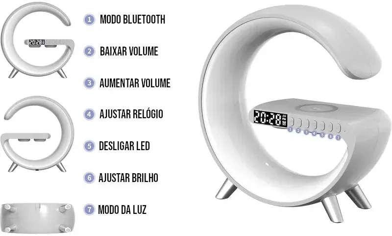 Luminária Led Inteligente com Bluetooth e Indução