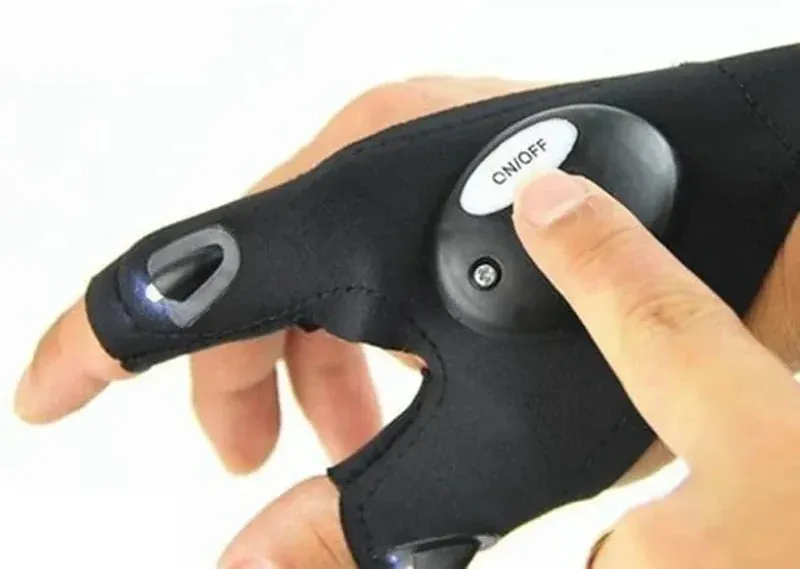 Luvas com Lanterna LED Recarregável e Impermeável