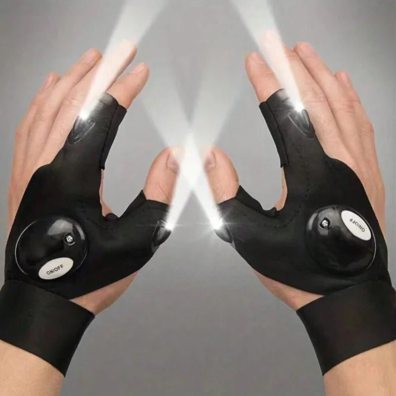 Luvas com Lanterna LED Recarregável e Impermeável