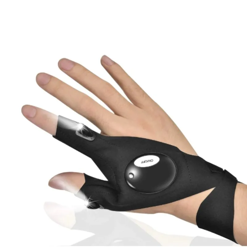 Luvas com Lanterna LED Recarregável e Impermeável