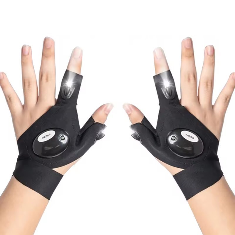 Luvas com Lanterna LED Recarregável e Impermeável