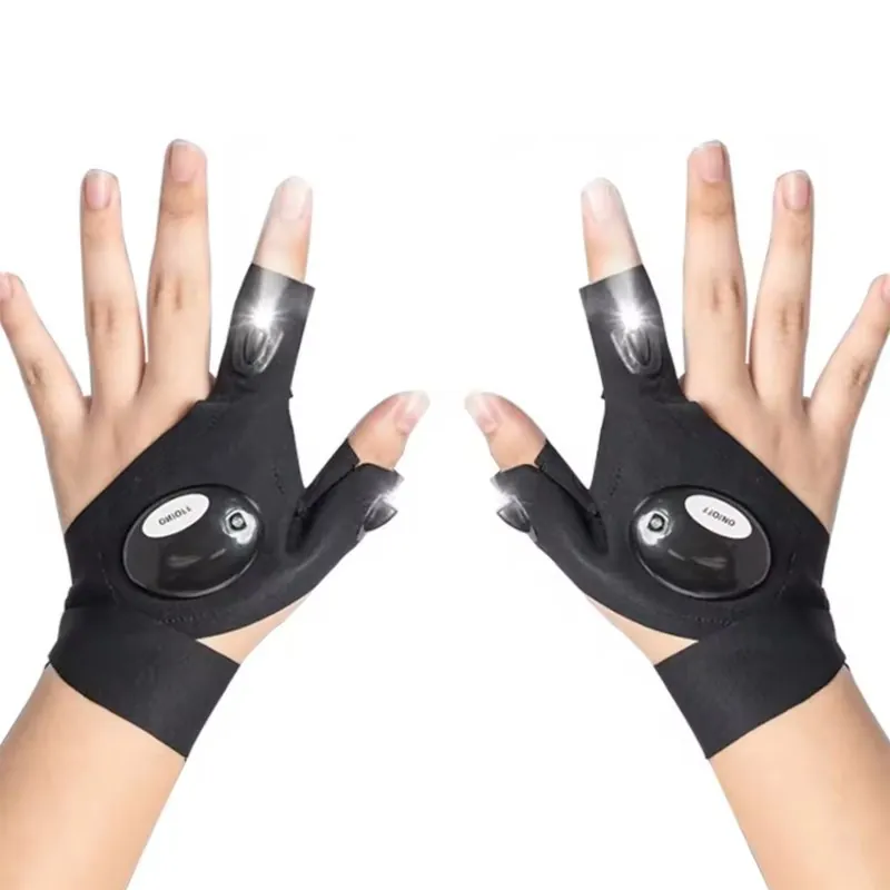 Luvas com Lanterna LED Recarregável e Impermeável