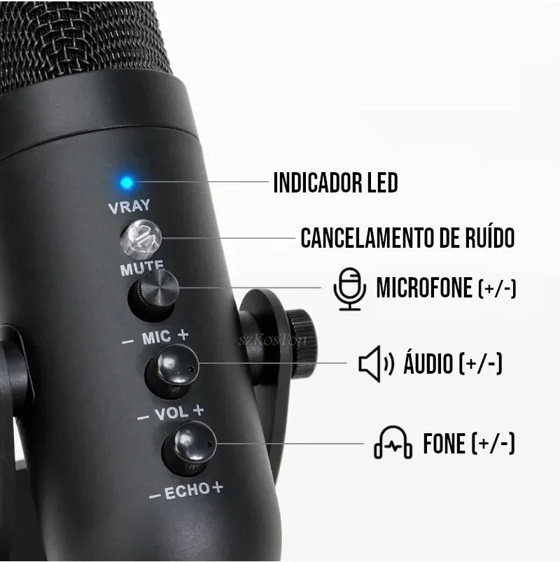 Microfone Condensador Profissional com Suporte