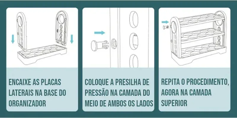 Organizador Retrátil de Ovos para Geladeira 30 Unidades