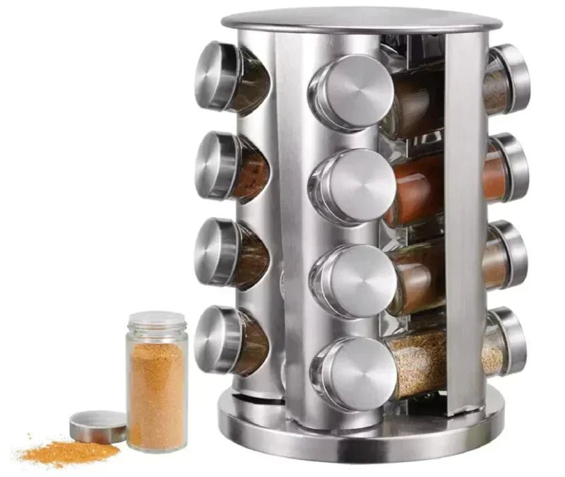 Porta Temperos e Condimentos Giratório em Inox