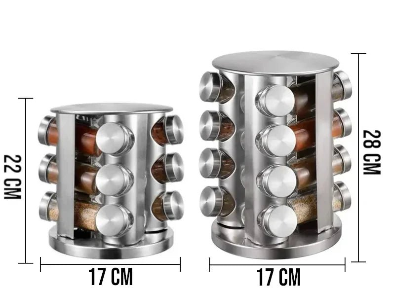 Porta Temperos e Condimentos Giratório em Inox