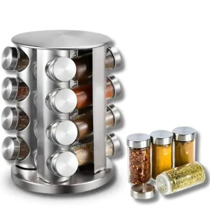Porta Temperos e Condimentos Giratório em Inox