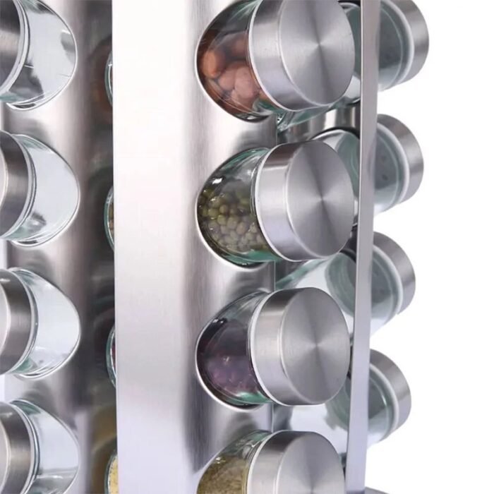 Porta Temperos e Condimentos Giratório em Inox