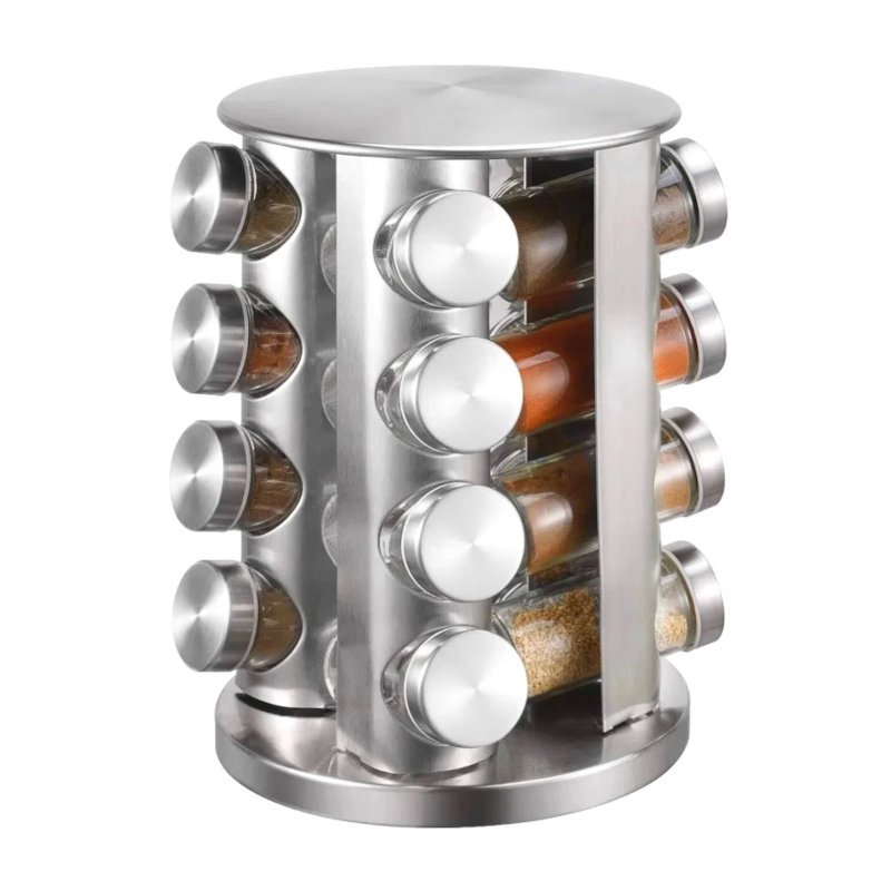 Porta Temperos e Condimentos Giratório em Inox