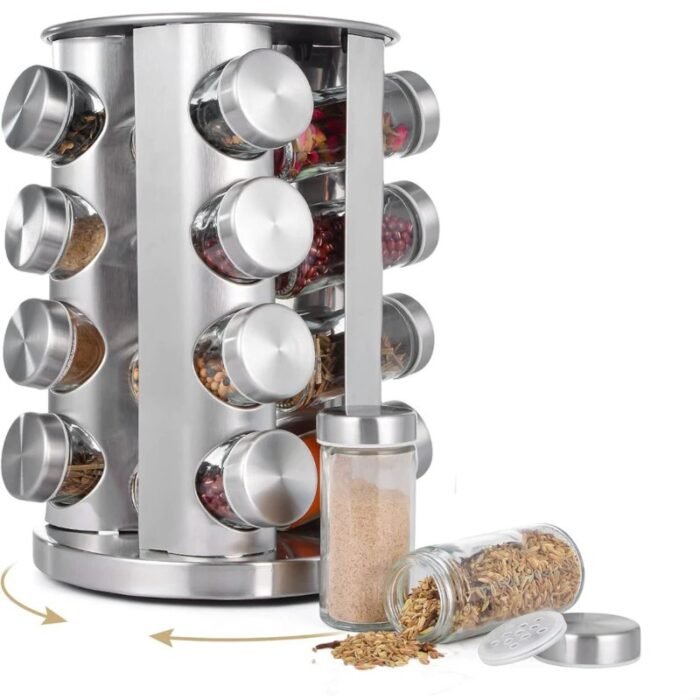 Porta Temperos e Condimentos Giratório em Inox