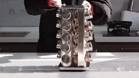 Porta Temperos e Condimentos Giratório em Inox