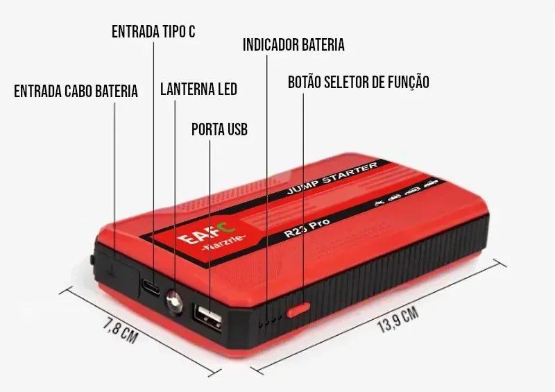 Power Bank 20.000mah com Auxiliar de Partida