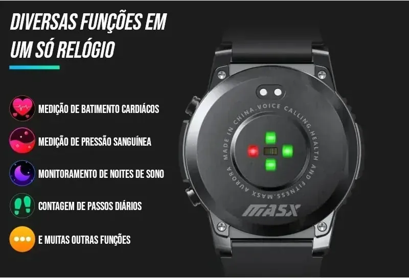 Smartwatch Redondo Resistente com Bateria Longa
